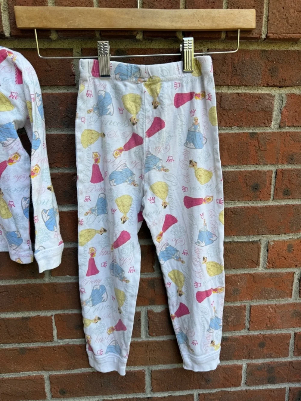 Vintage 90s Y2K Disney Princess Long Sleeve Pants Pajamas Size 4T Cotton